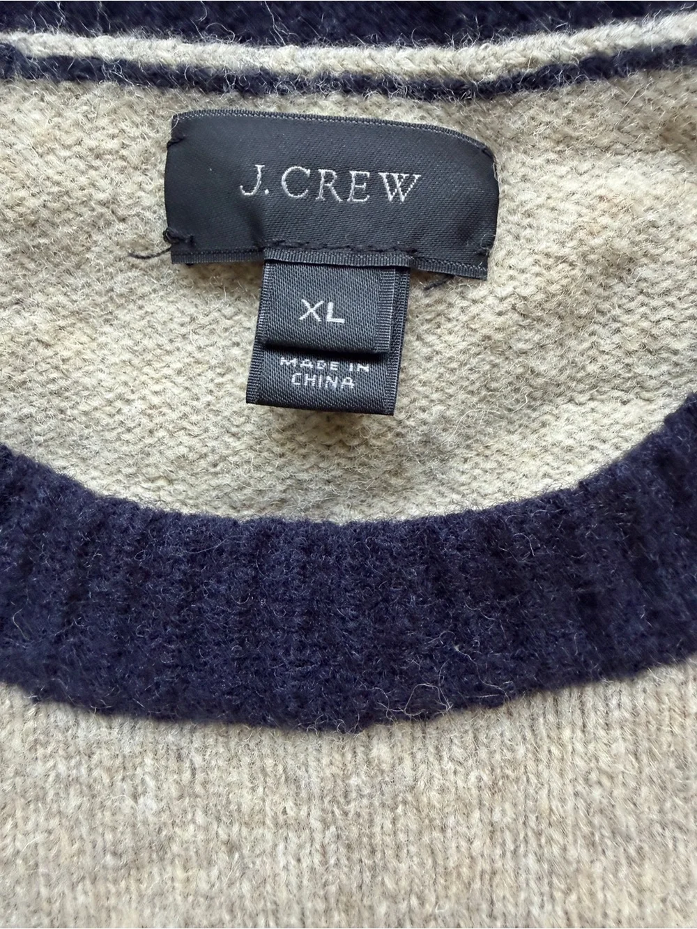 J. Crew Men's Navy and Cream Colorblock Crewneck Sweater